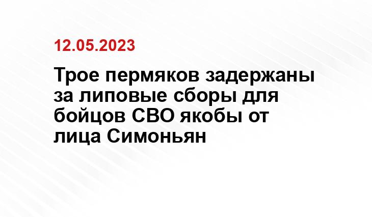 Трое пермяков задержаны за липовые сборы для бойцов СВО якобы от лица Симоньян